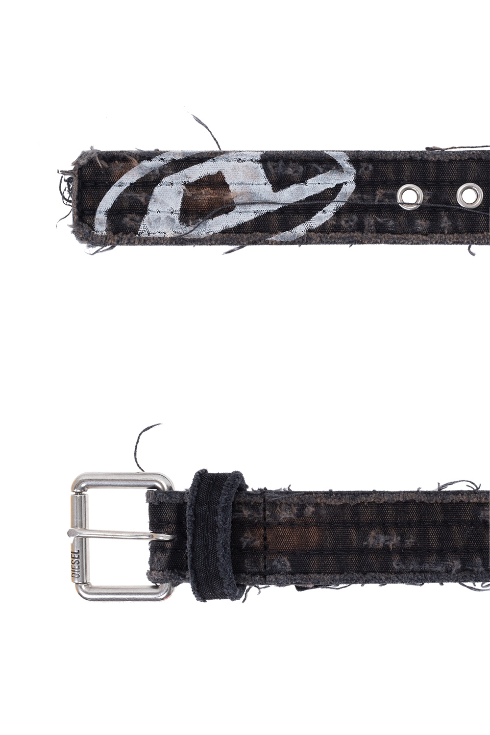 Black 'B-D DESTROY' belt with vintage effect Diesel